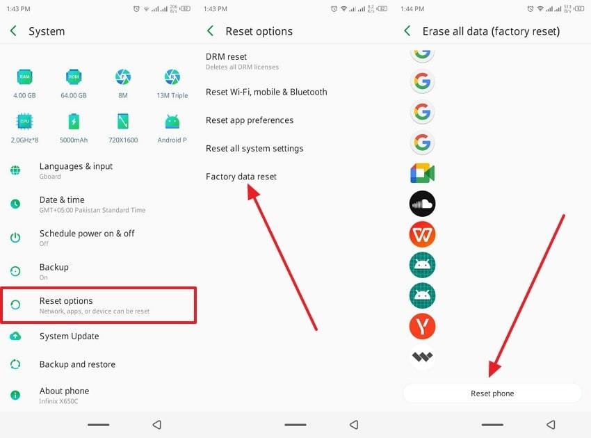 data reset android