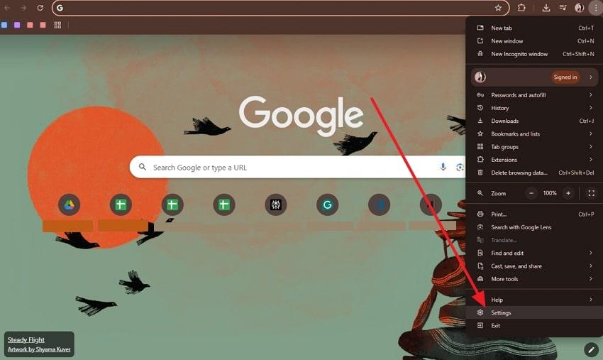 access browser settings