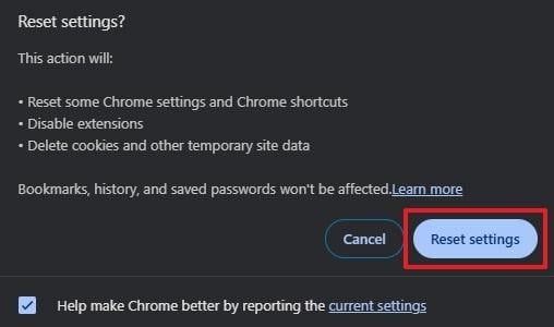 reset settings