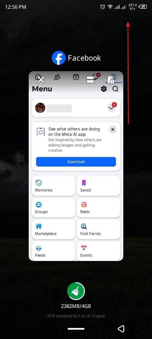 close facebook app