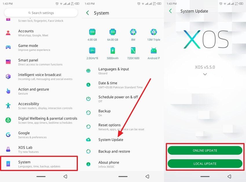 system update on android