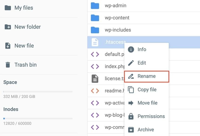 disable .htaccess file