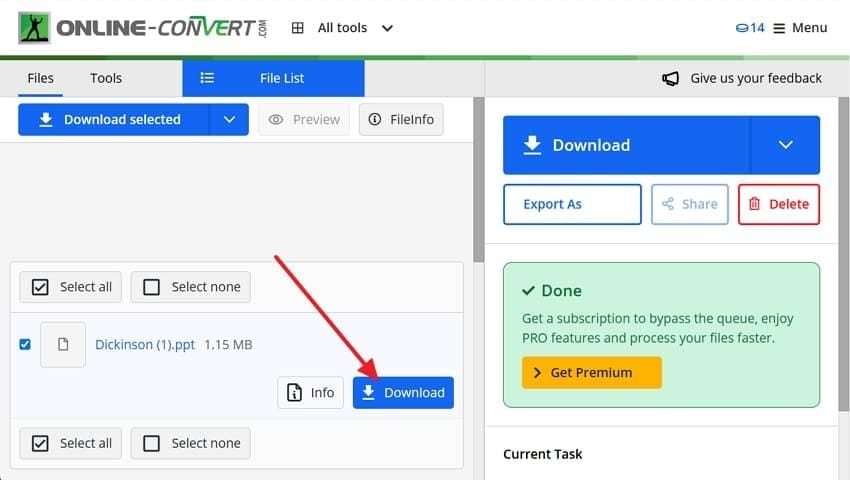 download after conversion