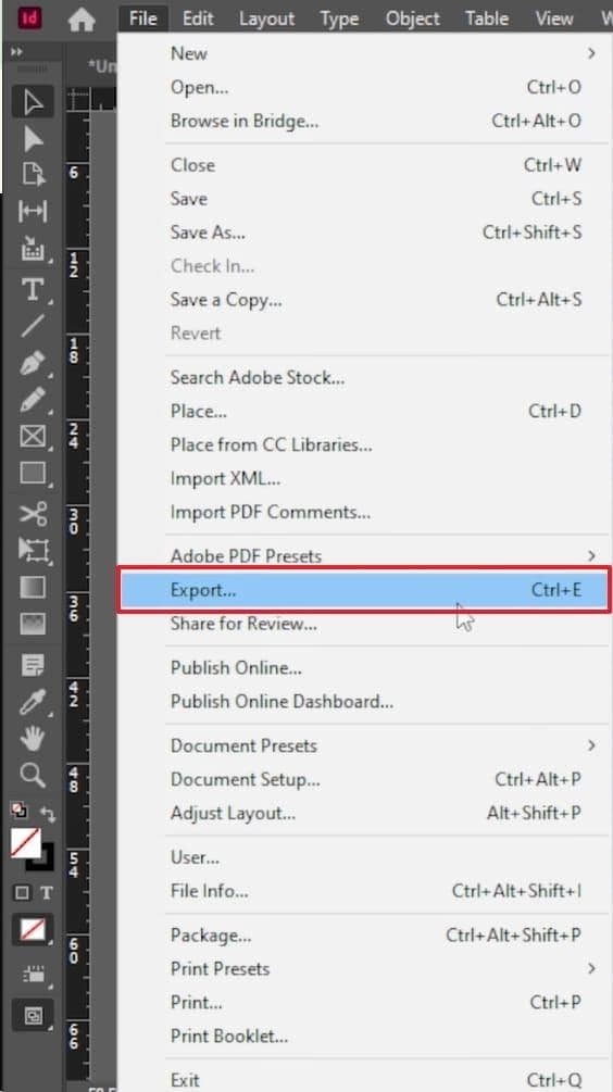 choose export to save in pdf