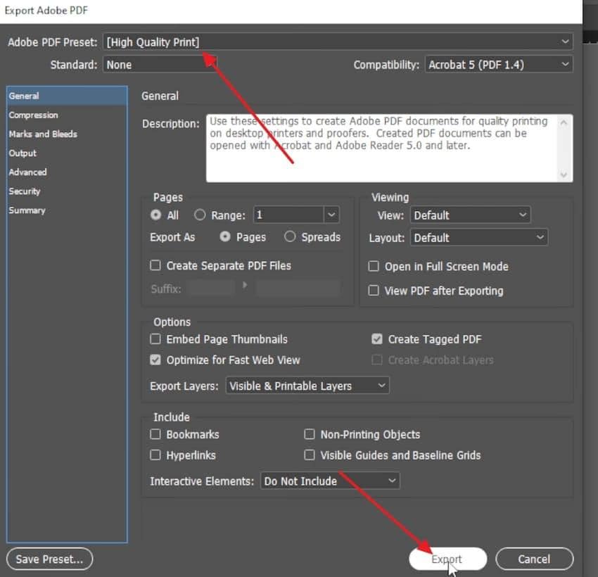 select quality and export