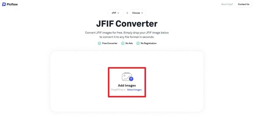 insert jfif on picsflow
