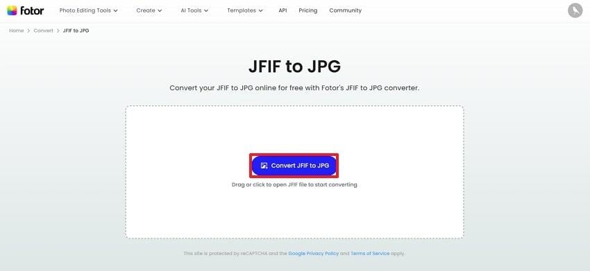 upload jfif on fotor