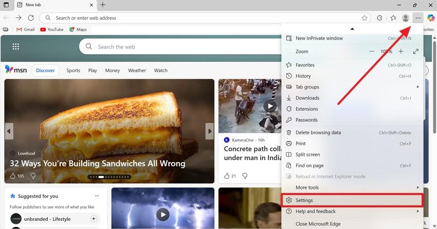 find edge settings