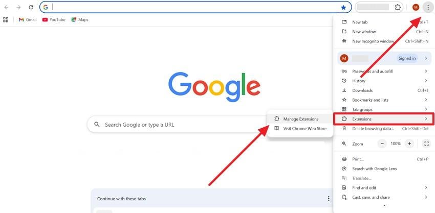 head to manage extension