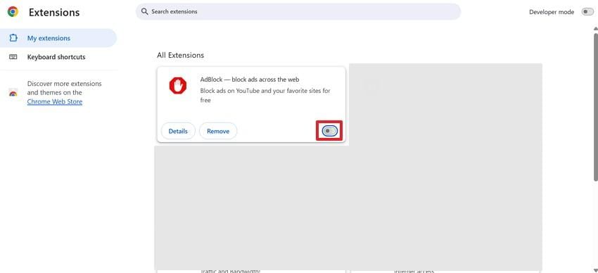 disable extension