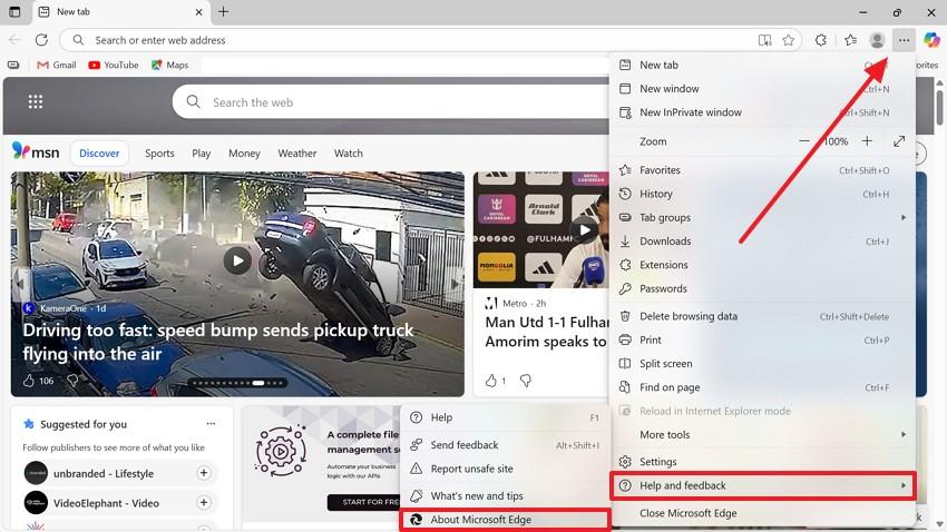 navigate to about microsoft edge