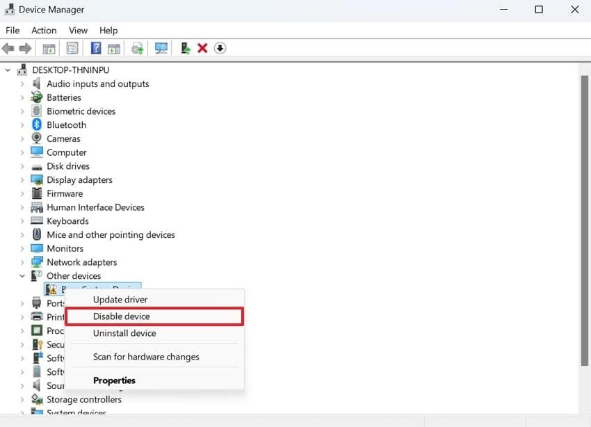 disable conflicting hardware
