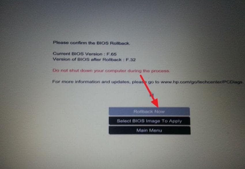 roll back bios