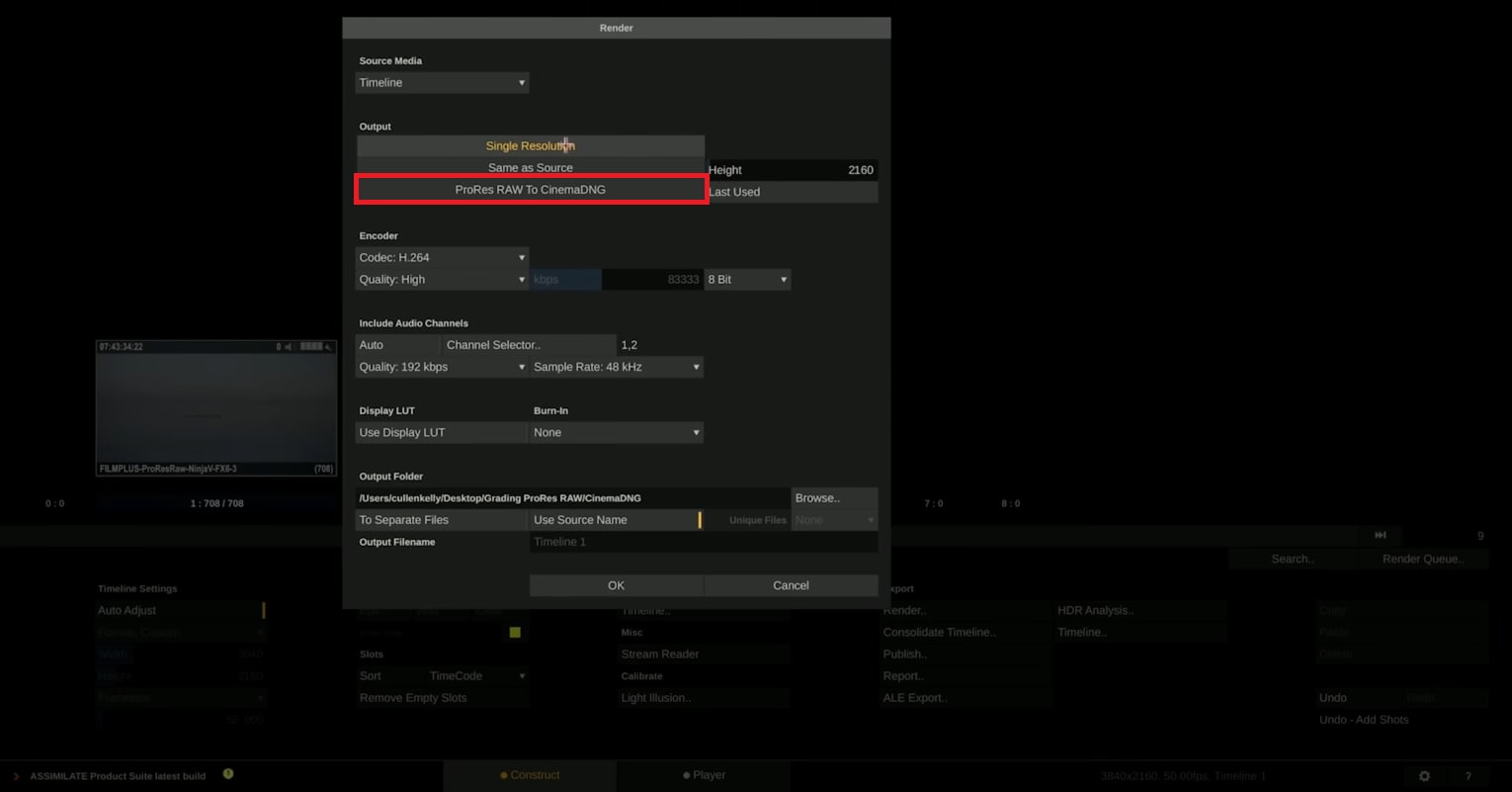 convert prores raw to cinemadng