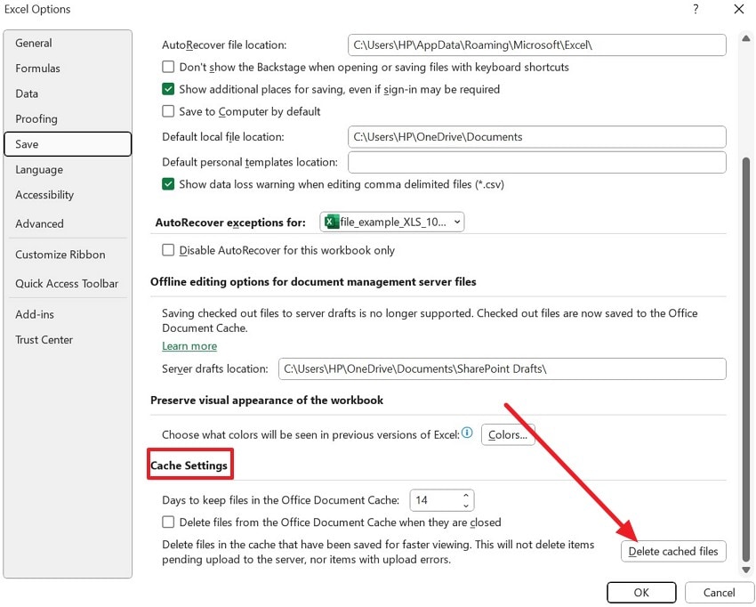 clear the cache files