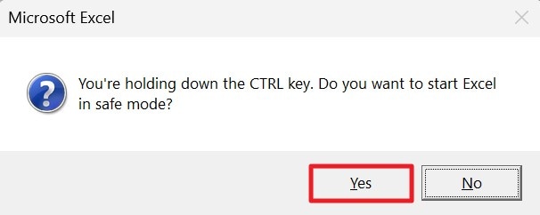 choose the yes button