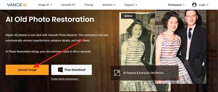 click upload image button