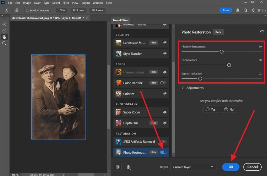 make photo restoration adjustments