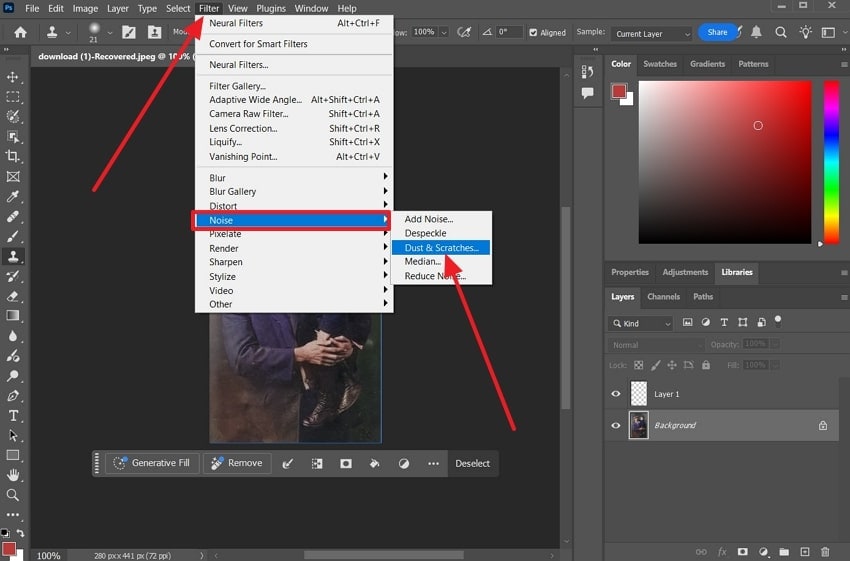 remove image noise and scratches