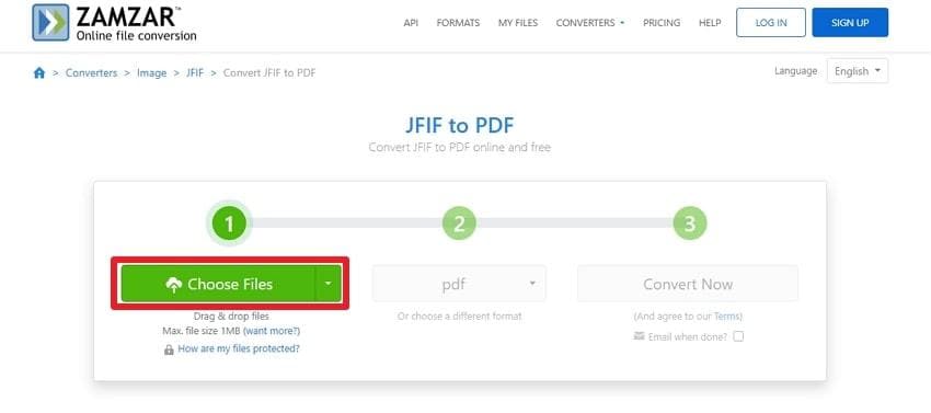 insert jfif image file on zamzar