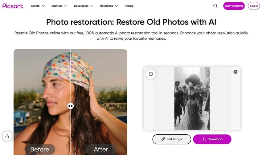 picsart restoring online tool