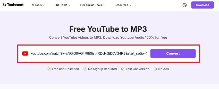 extract audio from pasted url
