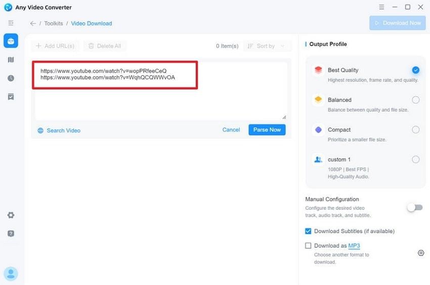 add link on any video converter