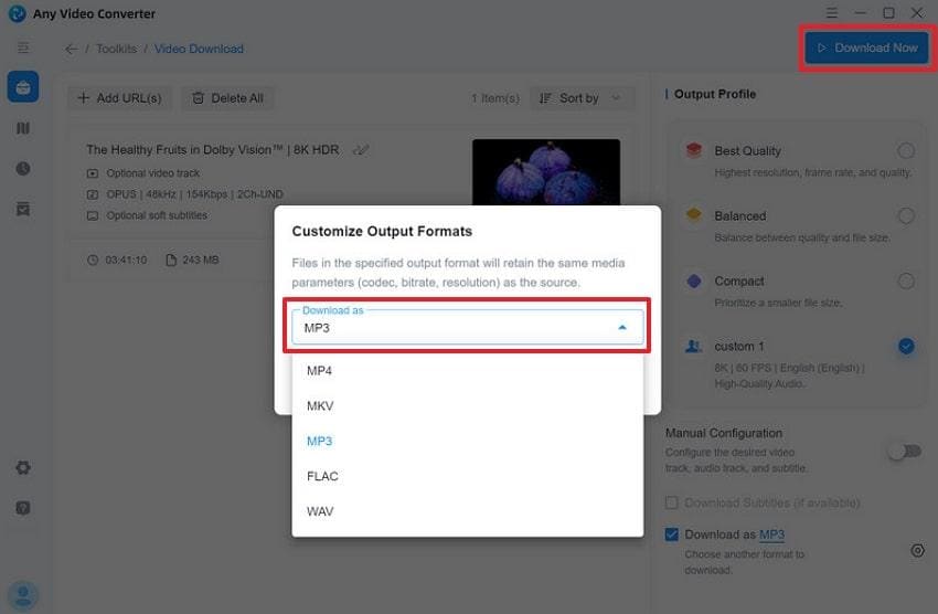 convert into mp3 audio