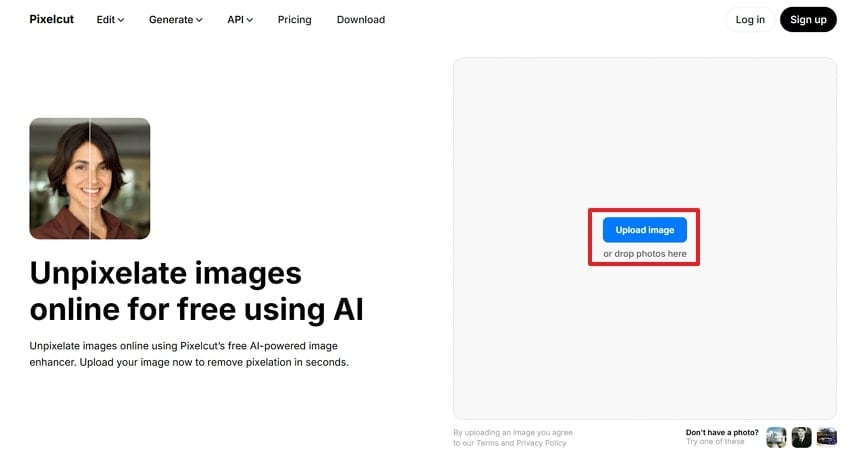 upload image on pixelcut