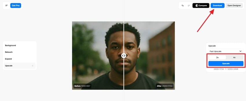 unpixelate image and download