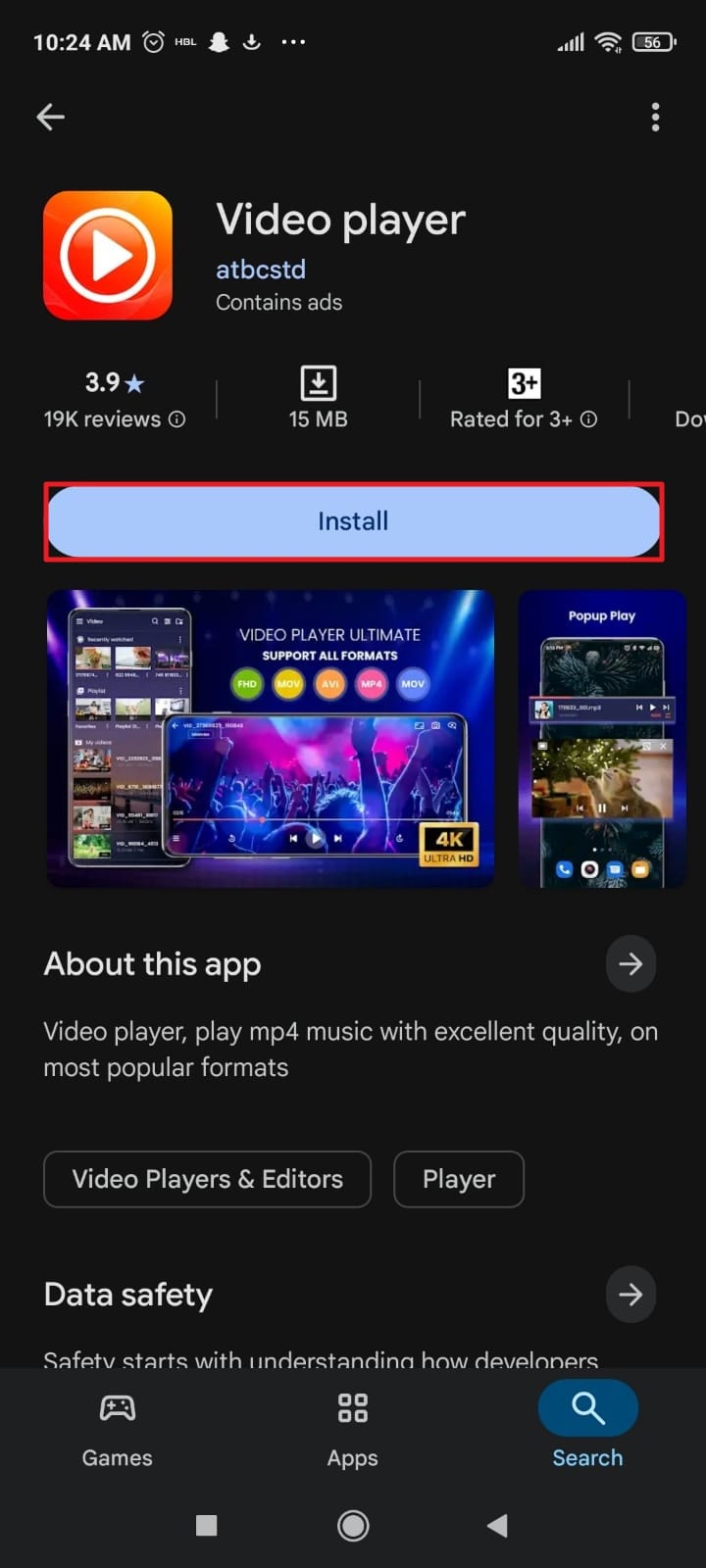 install different media player on android