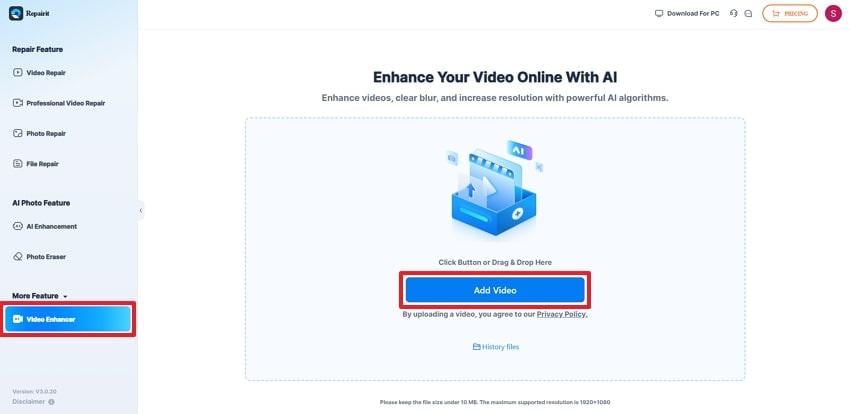 add video on repairit online