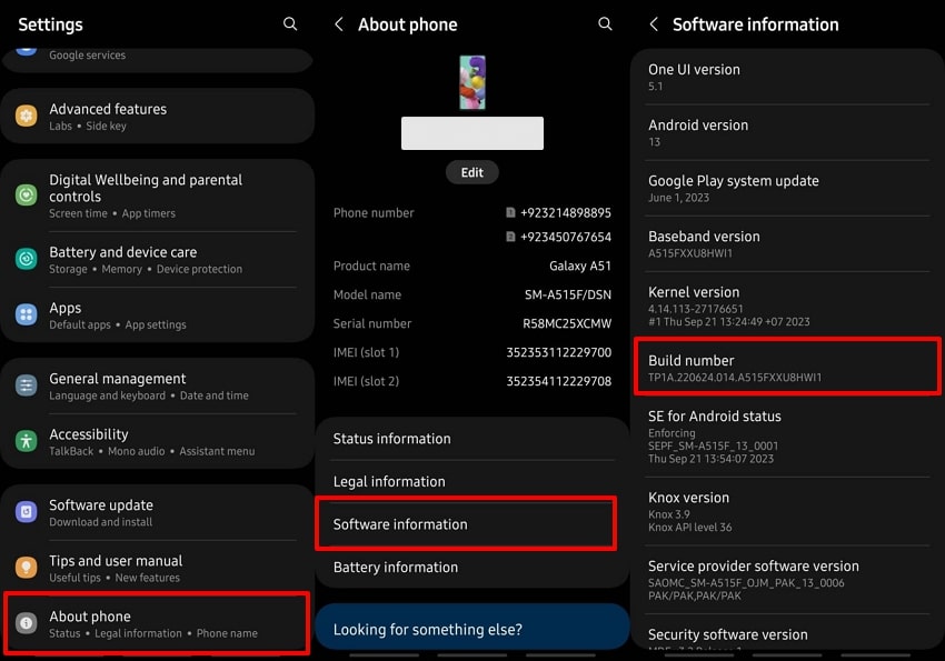 enable developer mode on android