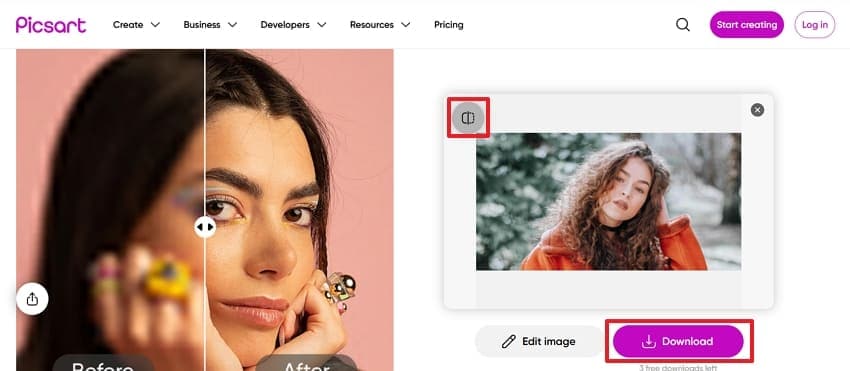 compare and download image