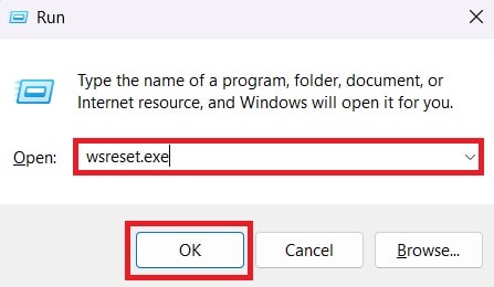 run command to clear microsoft store cache