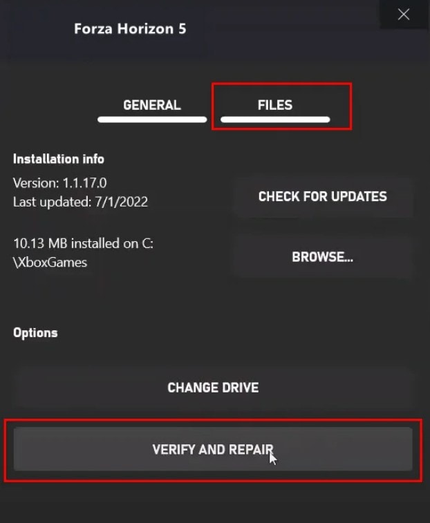 verify and repair game files