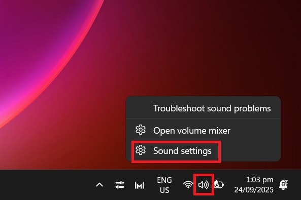 speaker icon sound settings