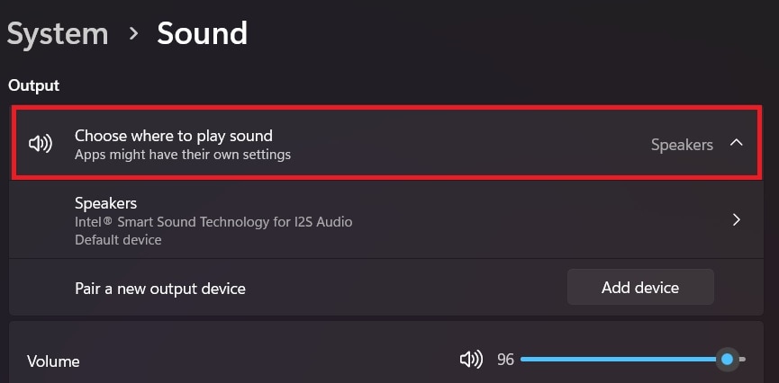 choose where to play sound