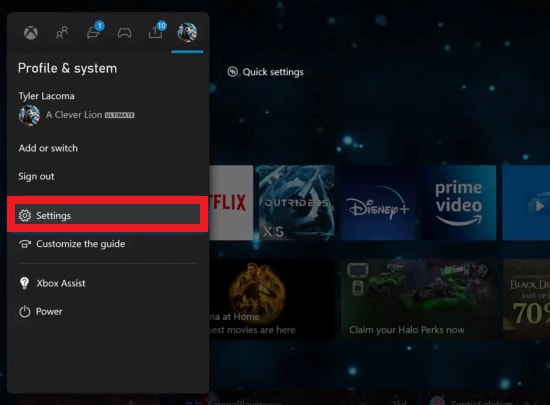 profile and settings