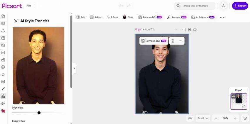 get picsart ai image style transfer