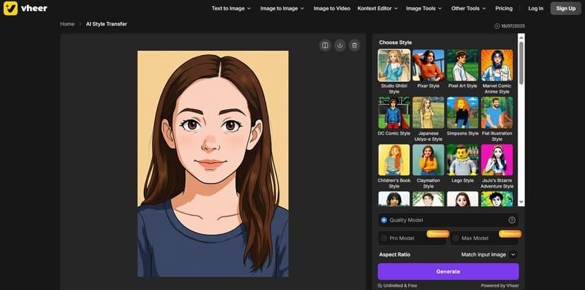 generate cartoon portraits vheeh