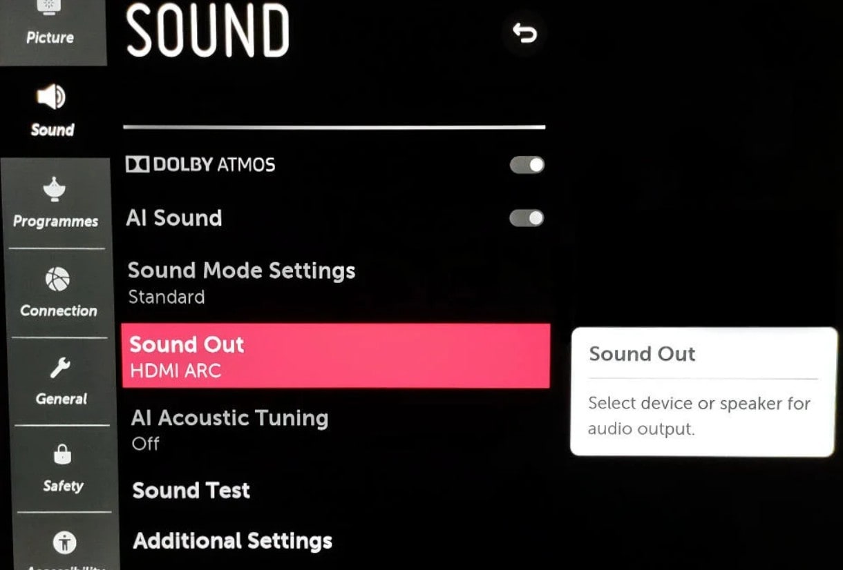 tv audio output