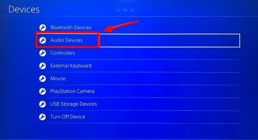 devices audio devices option