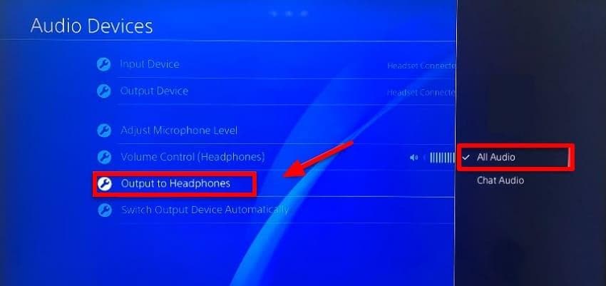 set output headphone all audio