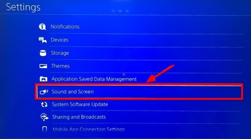 navigate sound and screen settings