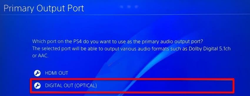 select digital out optical option