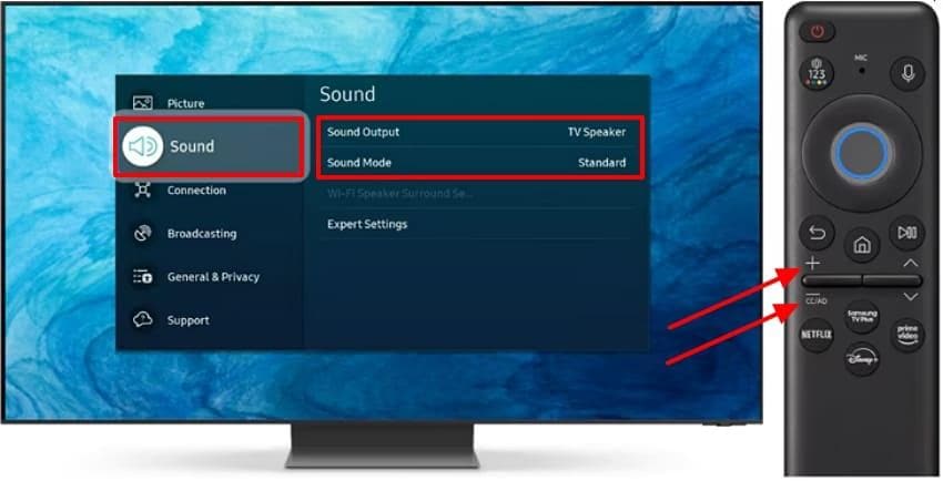 check tv sound settings