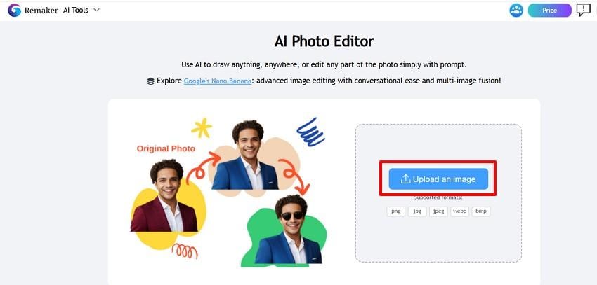 upload an image to remaker ai