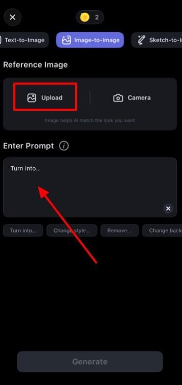 upload photo and type prompt