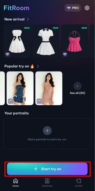 tap on start and choose outfit